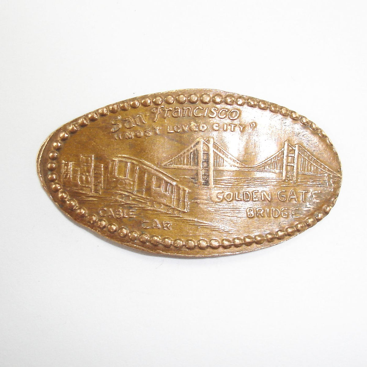 スーベニアメダル ゴールデンブリッジ、ケーブルカー、ペニープレス Pressed Penny: San Francisco - Most Loved City - Cable Car and