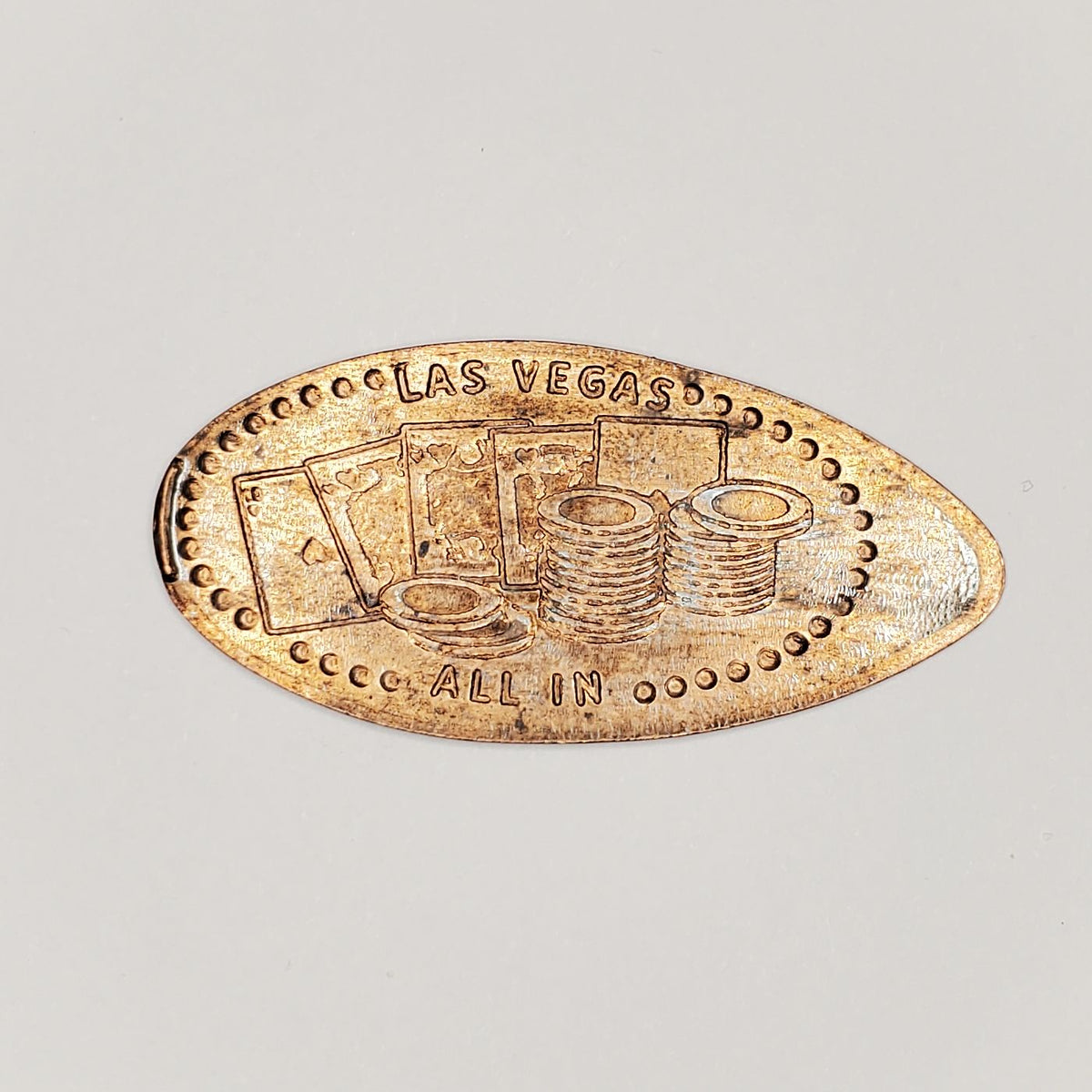 Pressed Penny Las Vegas All In Cards and Chips Penny Presses