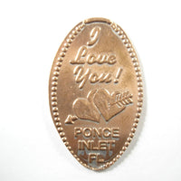 Pressed Penny: I Love You - Ponce Inlet Florida - Hearts