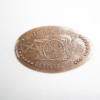 Pressed Penny: National Tower - Gettysburg - Cannon and Flags