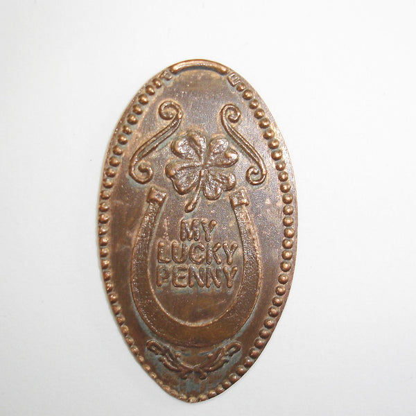 Pressed Penny: My Lucky Penny - Horseshoe and 4 Leaf Clover (b)
