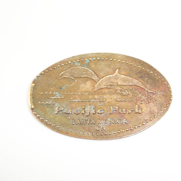 Pressed Penny: Pacific Park - Santa Monica CA - Two Dolphins Swimming