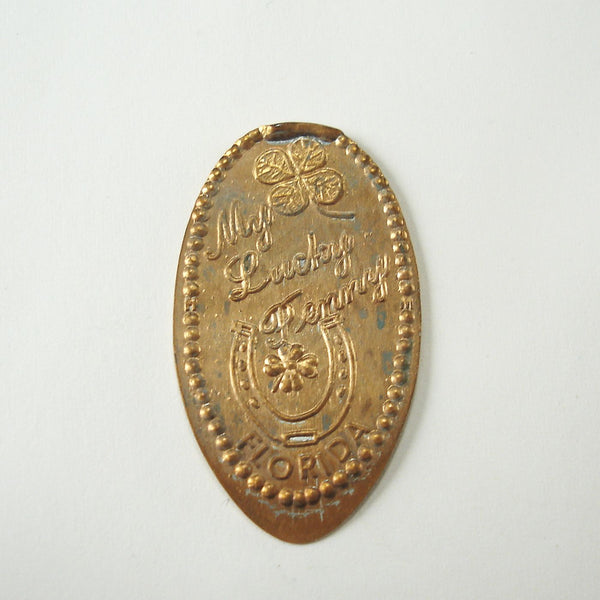 Pressed Penny: My Lucky Penny - Florida - Horseshoe and Four-Leaf Clover (b)
