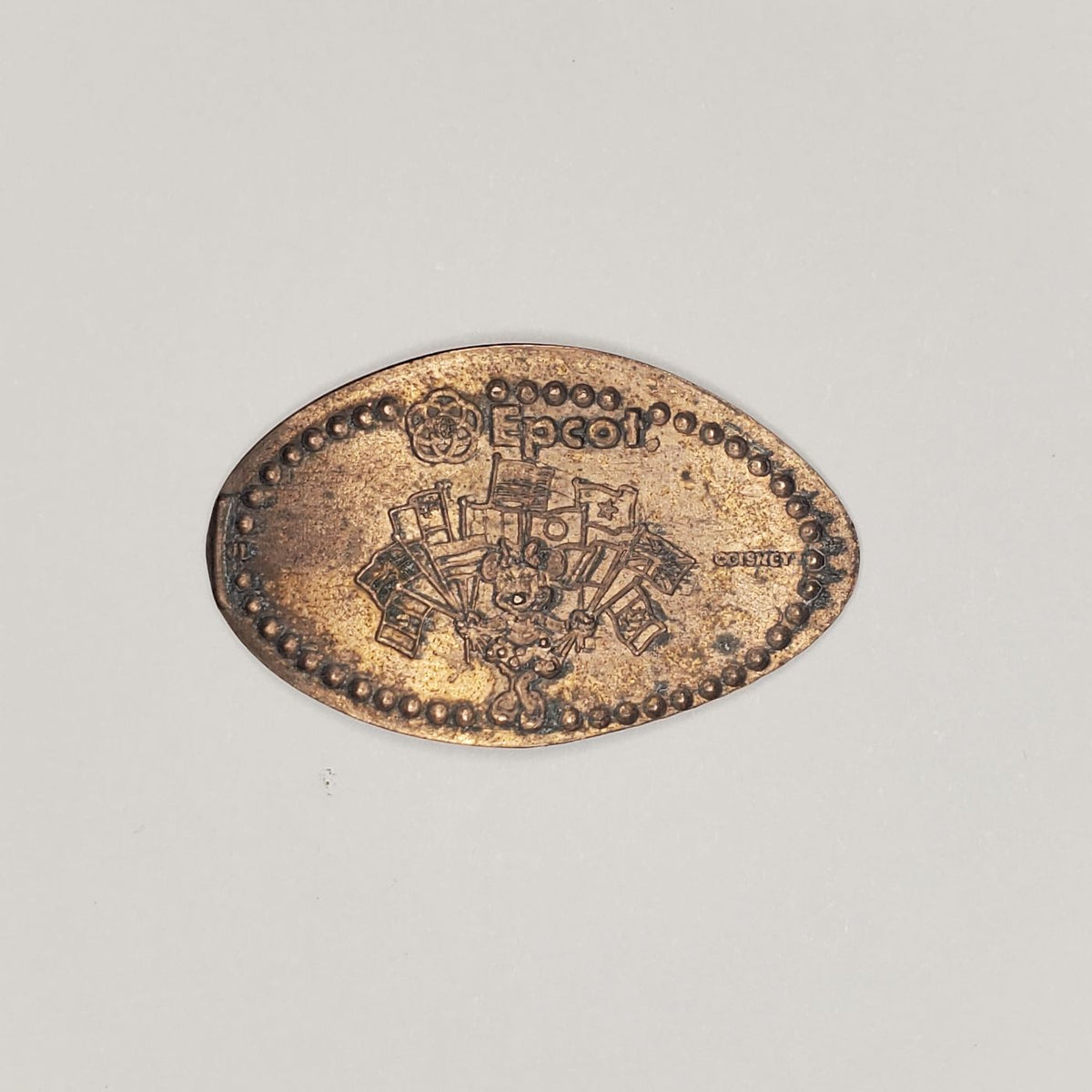 Pressed Penny Disney Epcot Minnie Mouse with Flags of the World