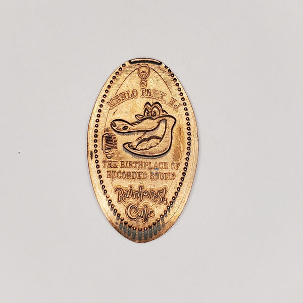 Pressed Penny: Rainforest Café Menlo Park NJ - Birthplace of Recorded Sound - Singing Gator