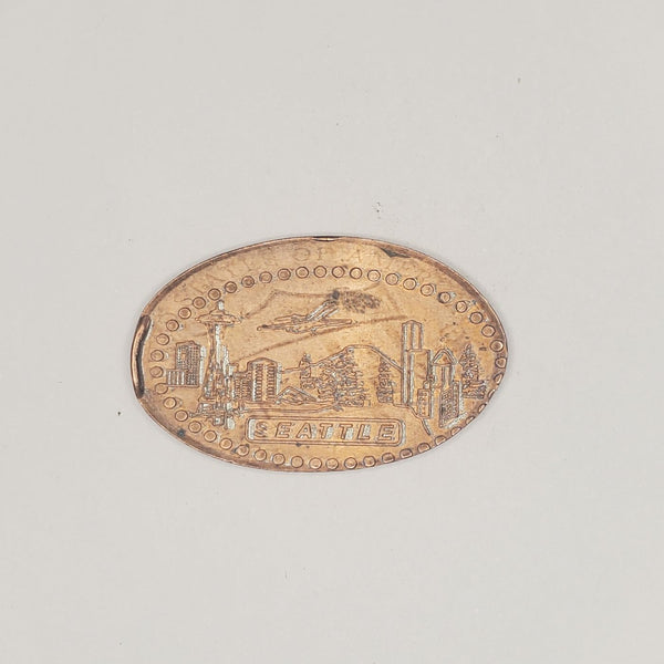 Pressed Penny: Seattle - Skyline with Airplane and Space Needle