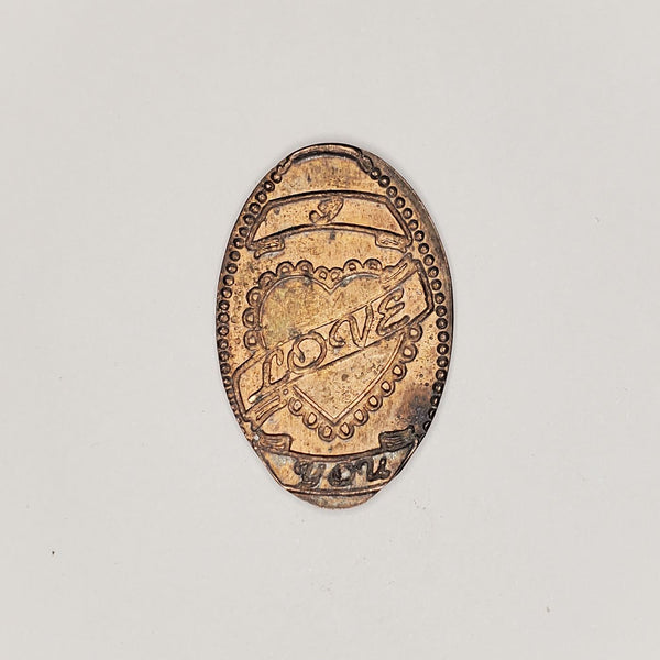 Pressed Penny: I Love You - Heart with Lace