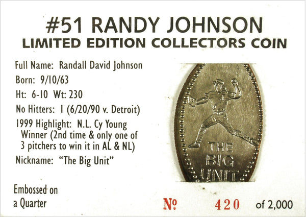 Randy Johnson Limited Edition Collectors Coin