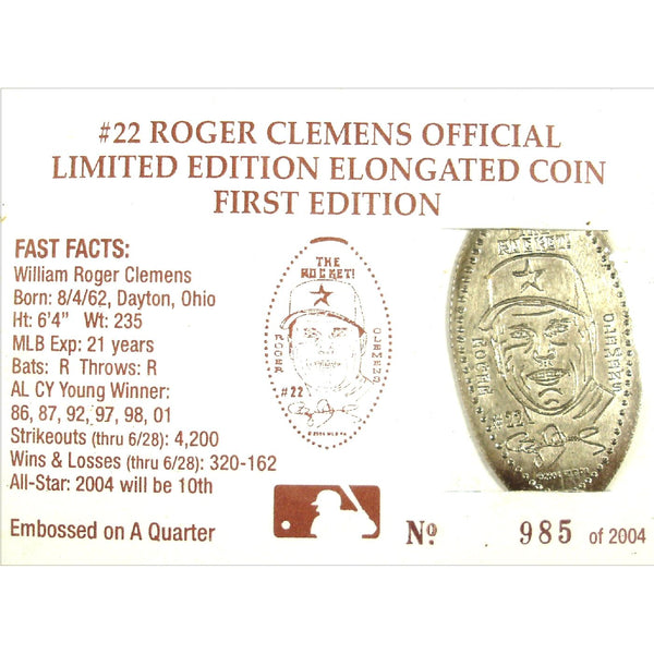 Roger Clemens Official Limited Edition Coin